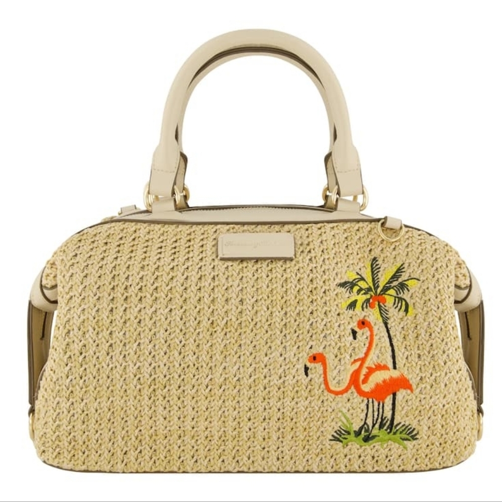 Tommy Bahama Woven Flamingo Handbag
